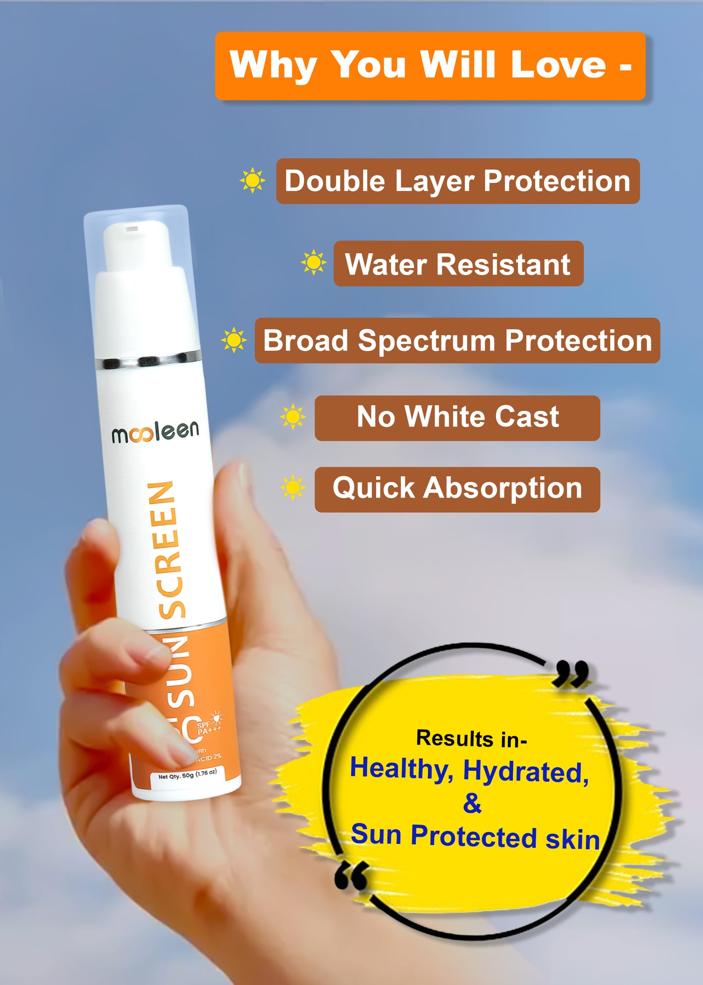 Sunscreen - SPF 50 PA+++ Aqua Sunscreen with Hyaluronic Acid